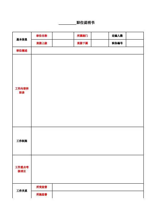 职位说明书模版2(空白)