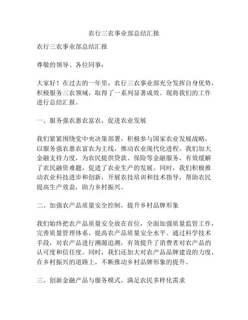 农行三农事业部总结汇报