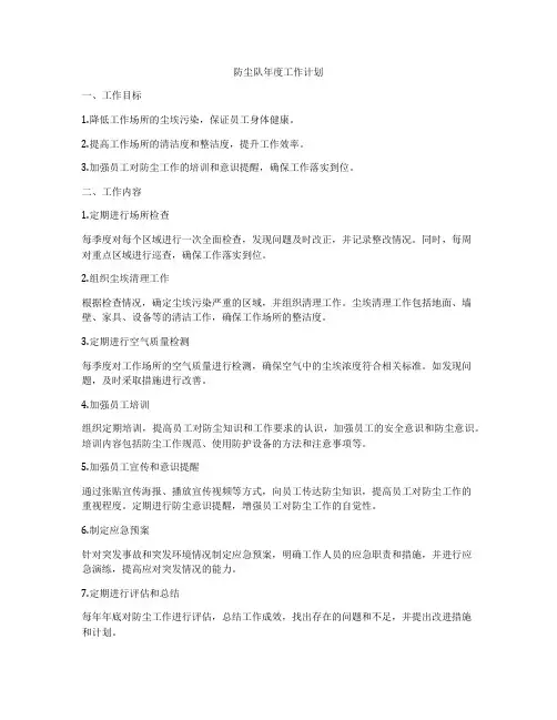 防尘队年度工作计划