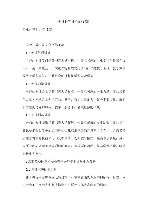 专业计算机论文(5篇)