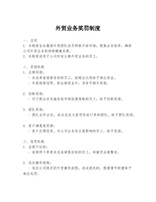 外贸业务奖罚制度