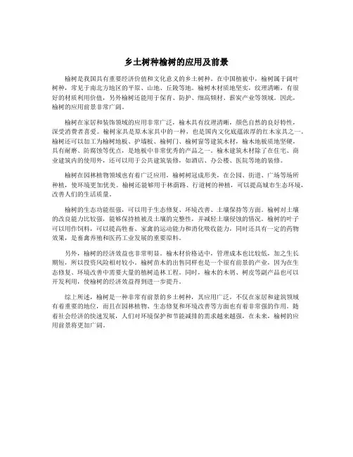 乡土树种榆树的应用及前景