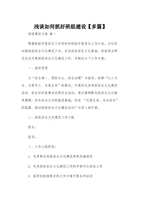 浅谈如何抓好班组建设【多篇】