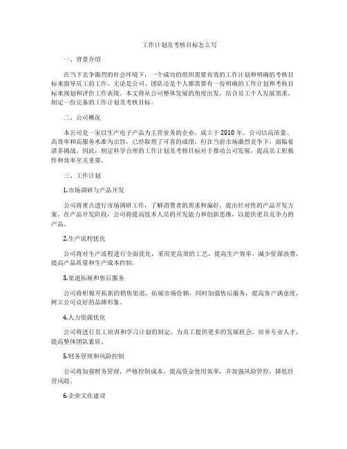 工作计划及考核目标怎么写