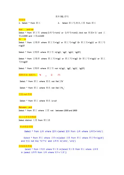 access常用的SQL语句整理