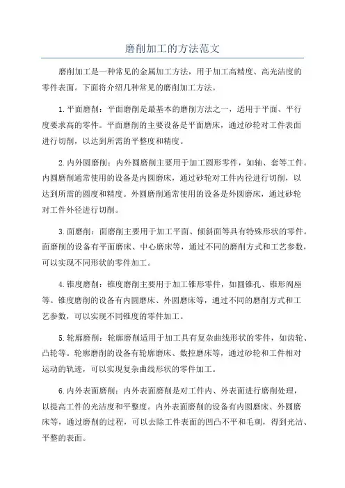 磨削加工的方法范文