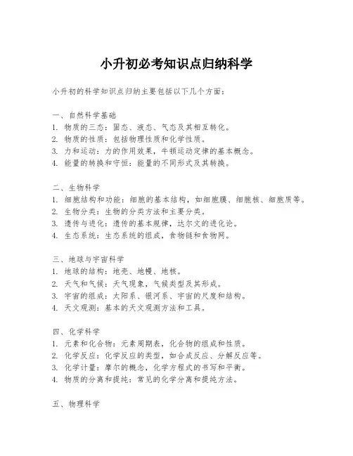 小升初必考知识点归纳科学