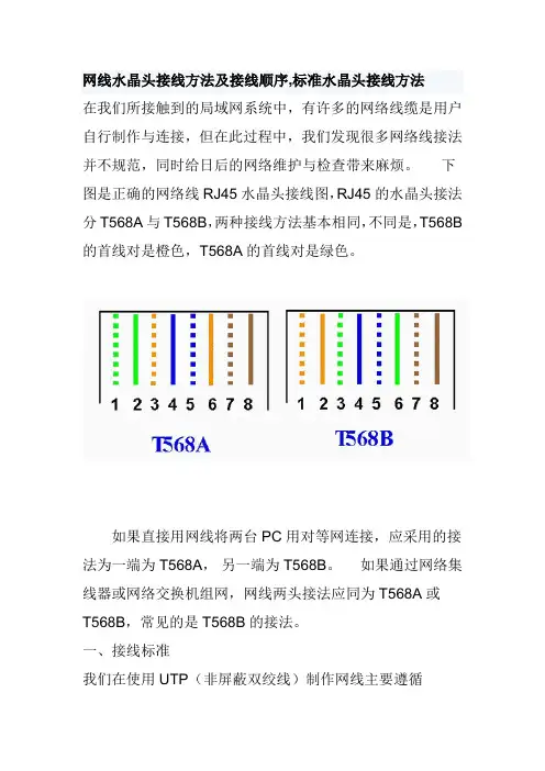 网线水晶头接线方法及接线顺序