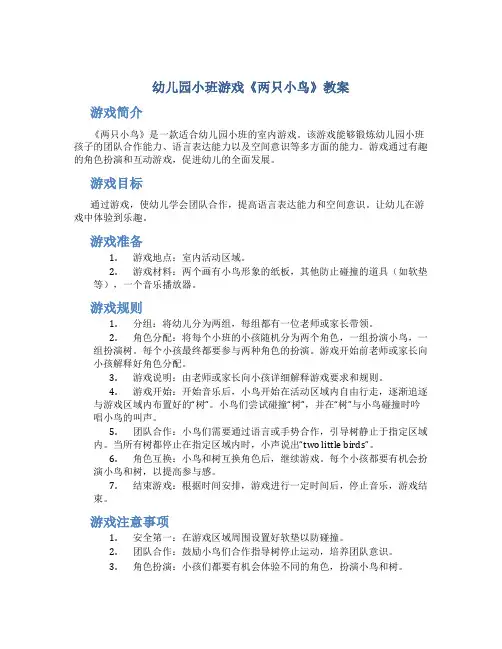 幼儿园小班游戏《两只小鸟》教案