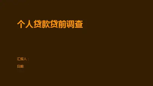 个人贷款贷前调查