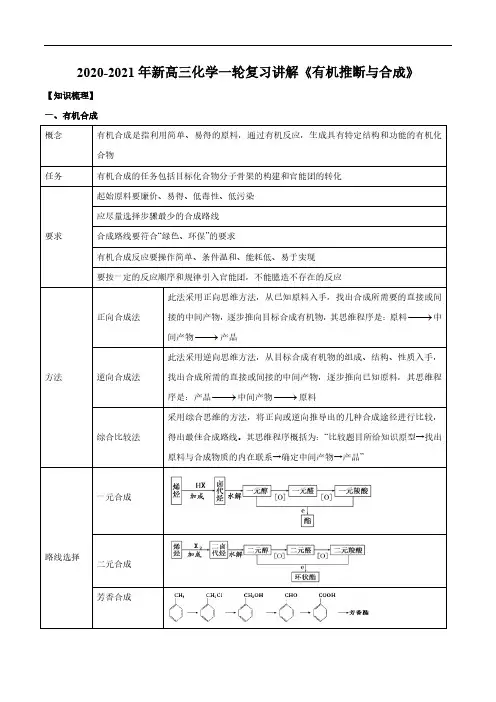 2020_2021年高考化学一轮复习知识讲解下有机推断与合成