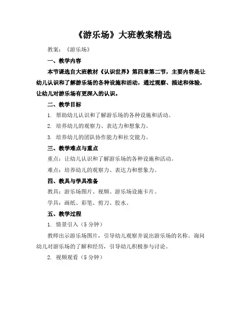 《游乐场》大班教案精选