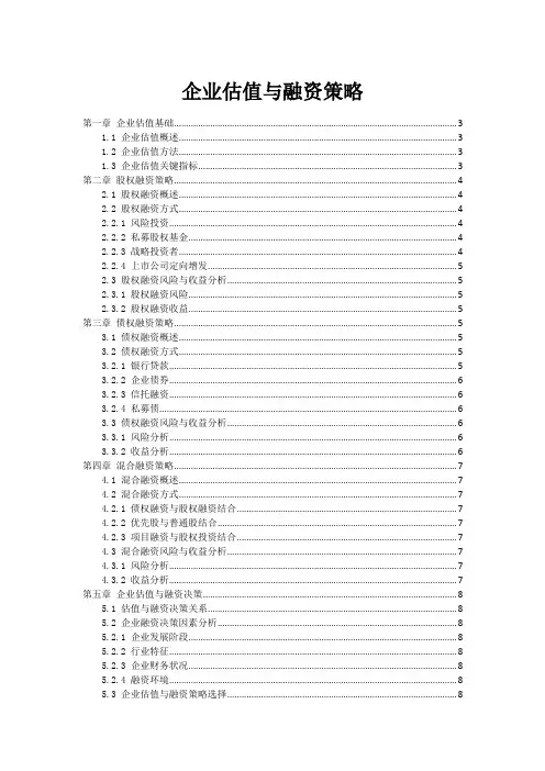 企业估值与融资策略