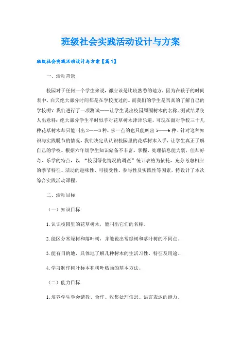 班级社会实践活动设计与方案