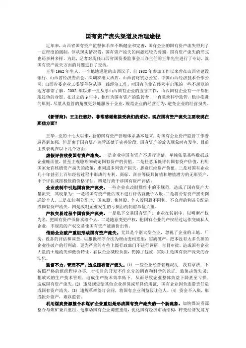 国有资产流失渠道及治理途径