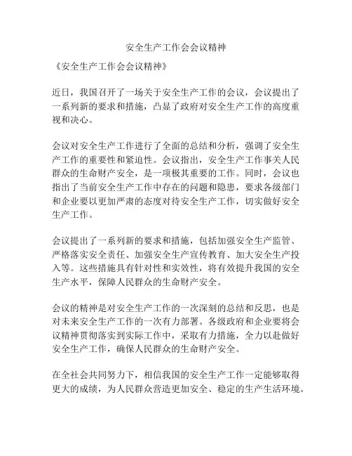 安全生产工作会会议精神