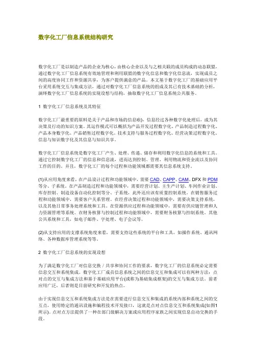 数字化工厂信息系统结构