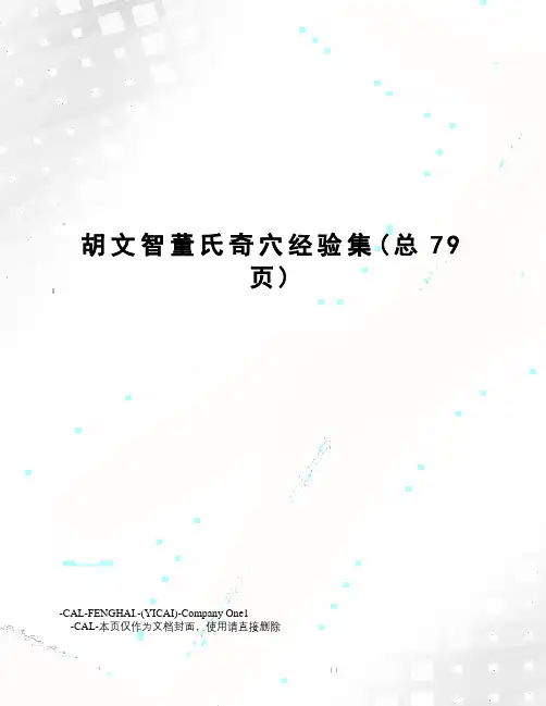 胡文智董氏奇穴经验集