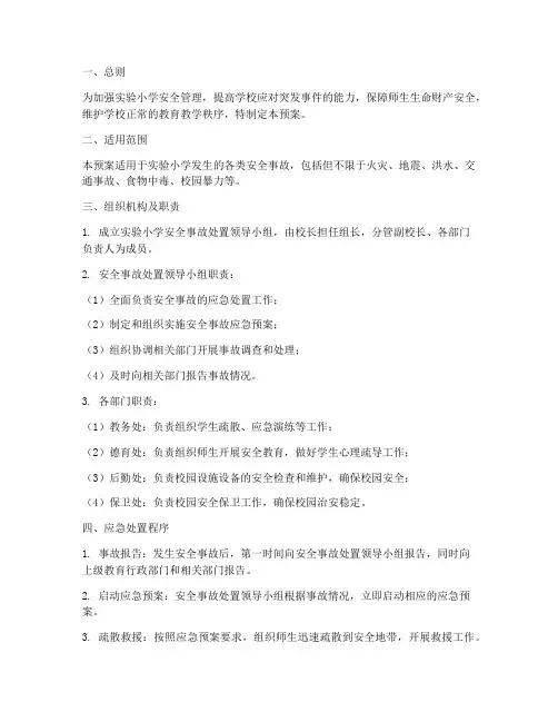实验小学安全事故处置预案