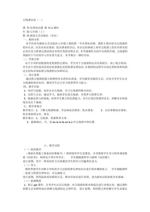 五线谱识读(一)