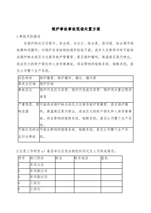 锅炉事故事故现场处置方案