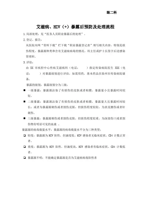 艾滋病、HIV(+)暴露后预防及处理流程