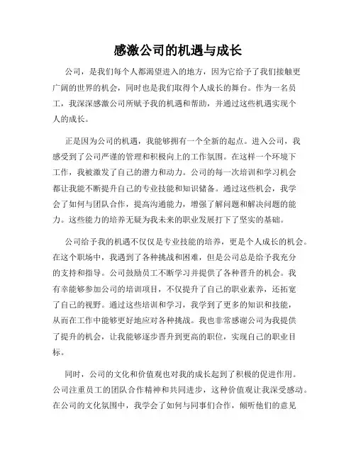 感激公司的机遇与成长