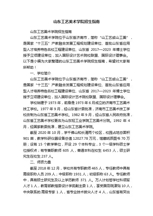 山东工艺美术学院招生指南