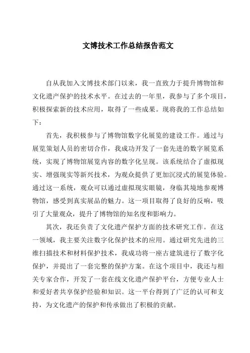 文博技术工作总结报告范文