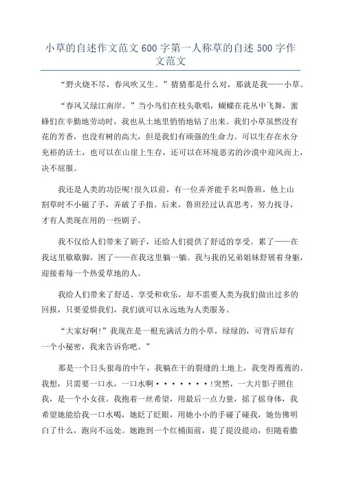 小草的自述作文范文600字第一人称草的自述500字作文范文