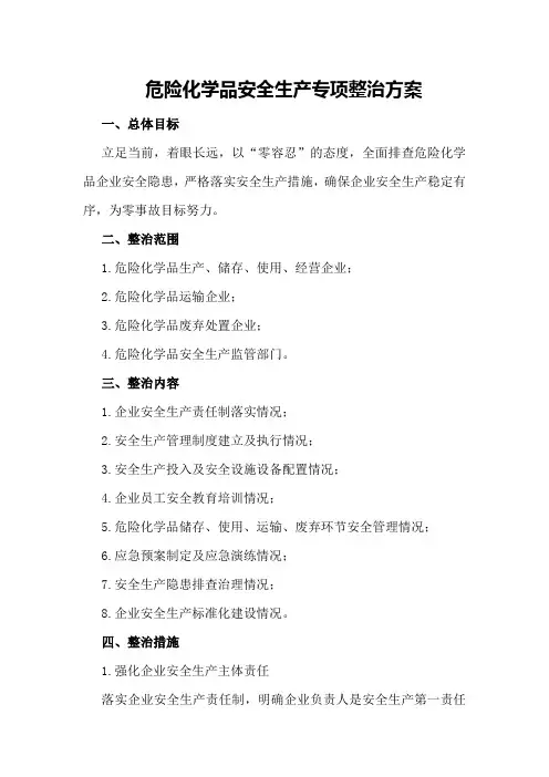 危险化学品安全生产专项整治方案