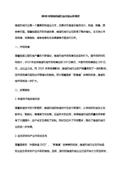 2023年铸造机械行业市场分析现状