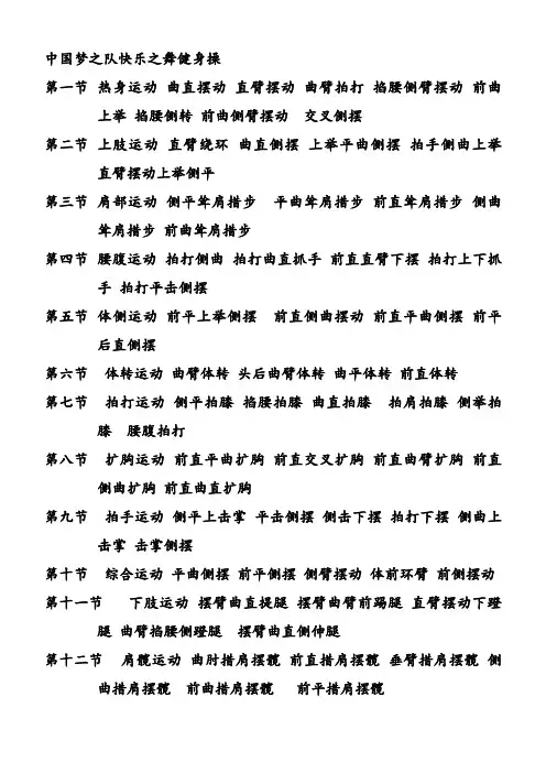 中国梦之队快乐之舞健身口令