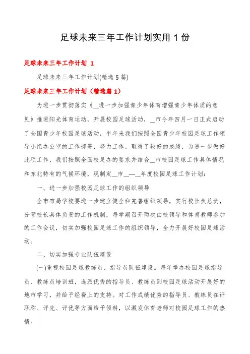 足球未来三年工作计划实用1份