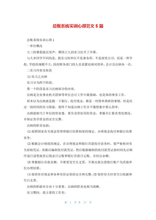 总账系统实训心得范文5篇