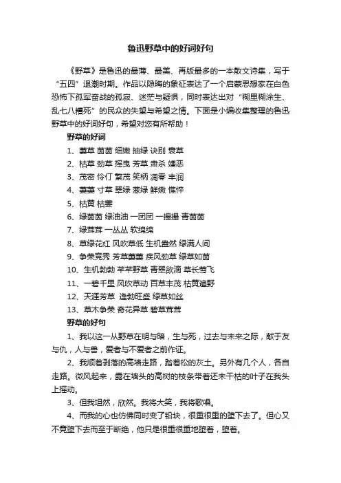 鲁迅野草中的好词好句
