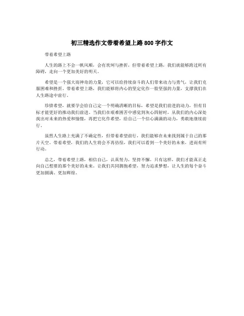初三精选作文带着希望上路800字作文