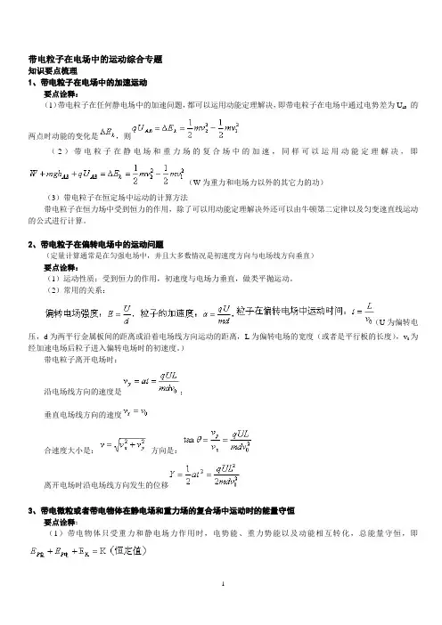 带电粒子在电场中的运动综合专题