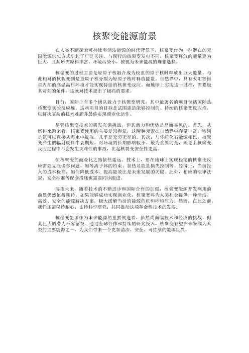 核聚变能源前景