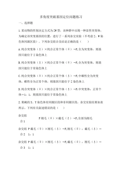 高中生物一轮复习练习多角度突破基因定位问题