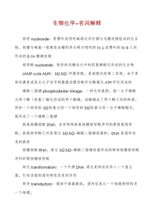 生物化学―名词解释