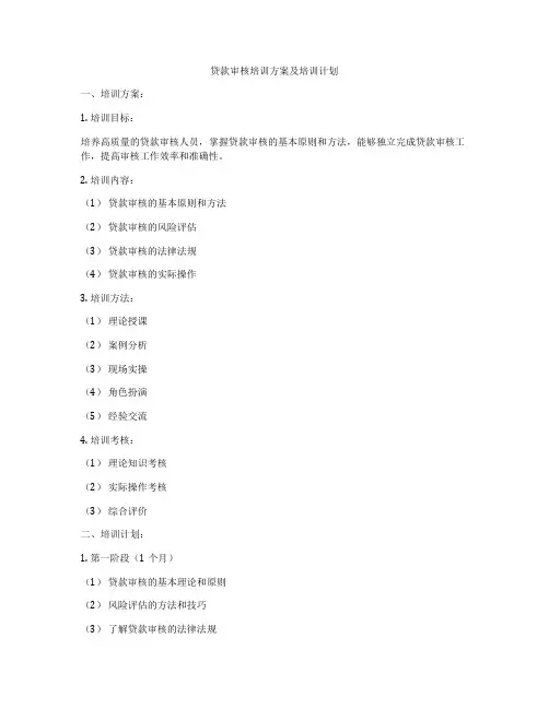 贷款审核培训方案及培训计划