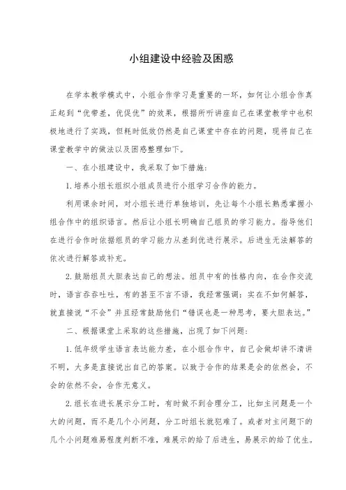 小组合作中的经验与困惑