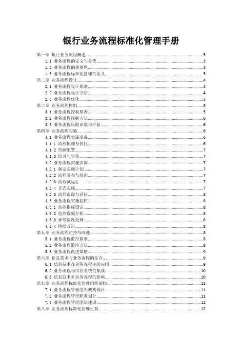 银行业务流程标准化管理手册