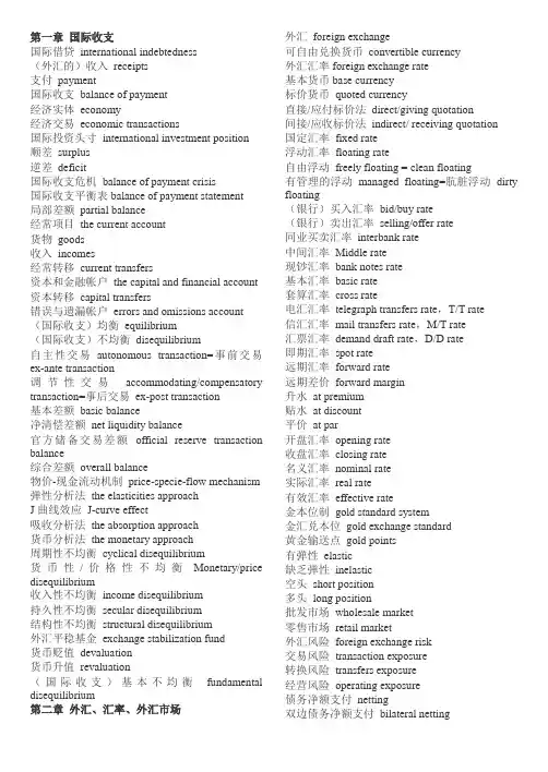 国际金融 名词中英文对照