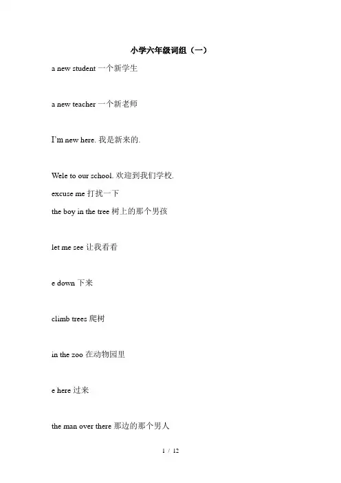 小学五年级词组(英语)