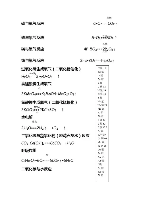 科学化学方程式八年级下册