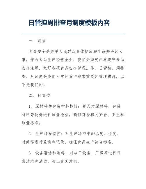 日管控周排查月调度模板内容