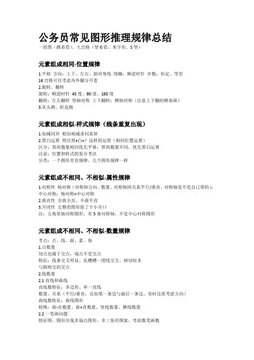 公务员常见图形推理规律总结