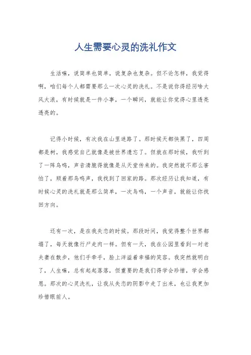 人生需要心灵的洗礼作文